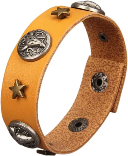 Miniatura 32 de Jeilwiy Pulseras de cuero punk para hombres, pulseras hechas a mano, brazalete ancho, joyería trenzada, color negro y marrón, ajustable, regalos