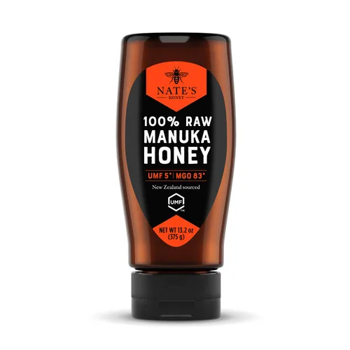 Nate's Raw Manuka Honey New Zealand MGO 83+ | Certificado UMF 5+ | Botella exprimible de 13.2 oz