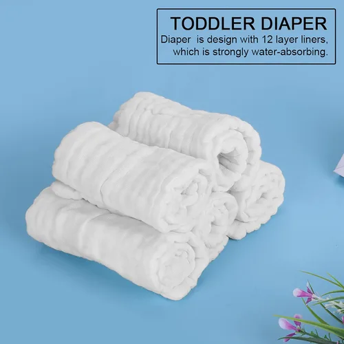 Miniatura 9 de ViaGasaFamido - 5 pañales lavables de algodón suave reutilizables para recién nacidos, pañales de tela para bebés de alta absorción, 14.96 x 5.51