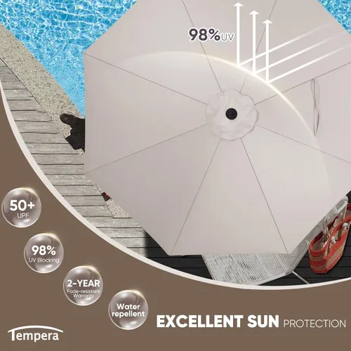Miniatura 2 de Tempera Patio Market - Sombrilla de mesa para exteriores con botón de inclinación y manivela, sombrilla grande con poste resistente y toldo Lunares