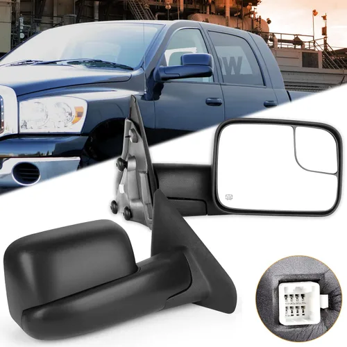 Miniatura 32 de Juego de montaje de espejos laterales Compatible con 1987-2002 para Jeep Wrangler con puerta media, plegable manual, espejo negro manual texturizado