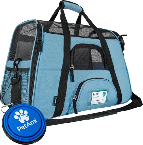 Miniatura 12 de PetAmi Transportador de mascotas aprobado por aerolíneas para gatos, transportador de perros de lados suaves para perros pequeños, suministros