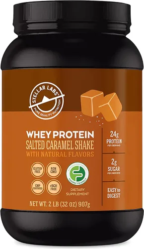 Stellar Labs Proteína de suero en polvo con BCAA y aislado de suero | Certificado bajo en FODMAP, sin OMG, sin gluten, sin soja, bajo en