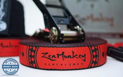 Miniatura 2 de Kit de Slackline ZenMonkey con línea de entrenamiento superior, entrenador de brazo, protectores de árbol, bolsa de transporte de tela