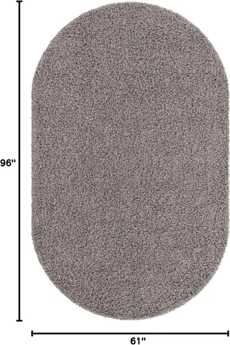 Miniatura 2 de Unique Loom Solid Shag Collection Alfombra de Área (5' 1" x 8' Ovalada, Gris Nube)