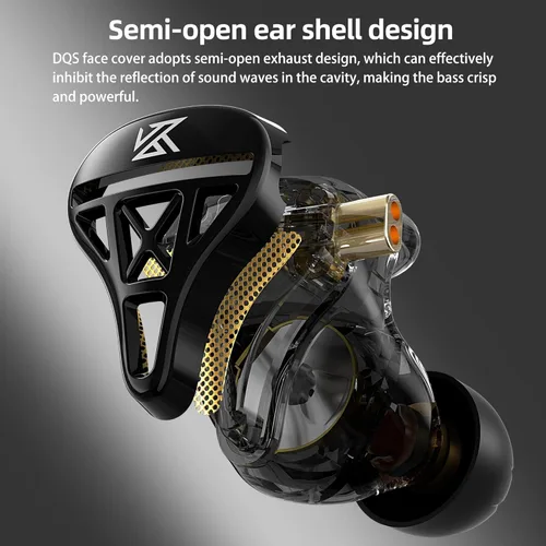 Miniatura 6 de KZ DQS Dynamic Driver - Auriculares intrauditivos semiabiertos con sonido HiFi y auriculares, auriculares KZ Extra Bassy Drummer in Ear Monitor