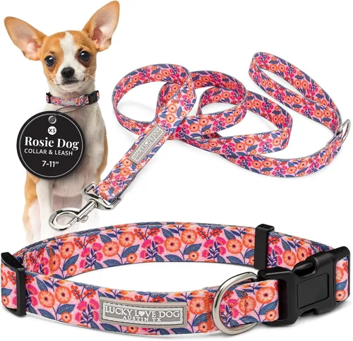 Miniatura 70 de Lucky Love Dog - Collar para perras pequeñas, diseño Blackbird de estampado alegre con flores de primavera y verano, talla XS