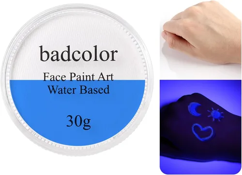 Miniatura 28 de Pintura corporal y facial UV neón naranja (30g/1oz), kit de pintura corporal completa a base de agua, reactiva a la luz negra, fluorescente