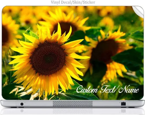 Calcomanía de vinilo personalizada para portátil, diseño de girasol, primavera, verano (14 pulgadas)