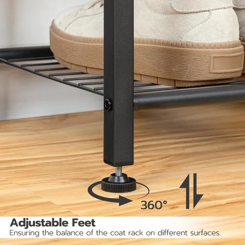 Miniatura 8 de HOOBRO Árbol de Pasillo, Perchero con Zapatero, Árbol de Pasillo con Banco, Organizador de Almacenamiento de Zapatos de 5 Niveles con 9 Ganchos