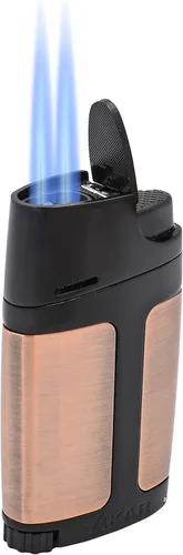 Miniatura 2 de Xikar ELX - Encendedor de llama de doble chorro con punzón de puros de 0.354 in, diseño ergonómico, bronce vintage Bronce con negro