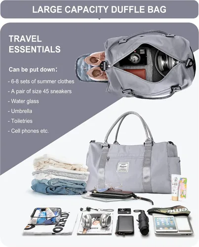 Miniatura 6 de Bolsa de lona de viaje bolsas de fin de semana para mujeres y hombres bolsa de transporte durante la noche bolsa de hospital bolsa de gimnasio