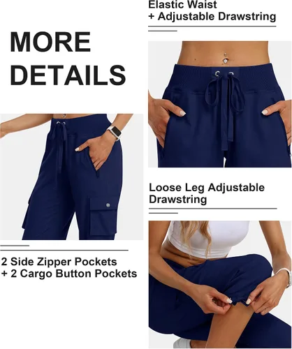 Miniatura 5 de MoFiz Pantalones cargo capri de senderismo para mujer, ligeros, de secado rápido, atléticos, viajes, casuales, holgados, cómodos, bonitos bolsillos