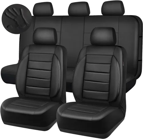 Miniatura 8 de CAR PASS Fundas de Asiento de Cuero Juego Completo Universal Resistente al Agua Soporte Trasero de Espuma 3D, Comodidad de Lujo Automotriz 5 Fundas