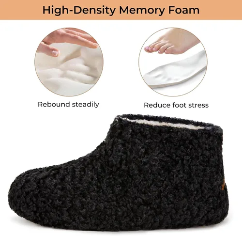 Miniatura 5 de HomeTop Pantuflas tipo botín mullido para mujer, cálidas, para invierno, para interiores, con forro polar de peluche