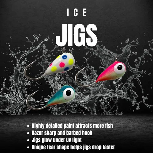 Miniatura 4 de Reaction Tackle Plantillas de pesca en hielo de tungsteno - Plantilla súper sensible en forma de lágrima para panfish, crappie, lucioperca, perca