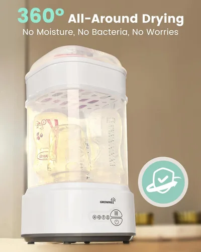 Miniatura 3 de GROWNSY Esterilizador y secadora de biberones, esterilizador eléctrico compacto para biberones (Esterilizador de Biberones), desinfectante de Gris