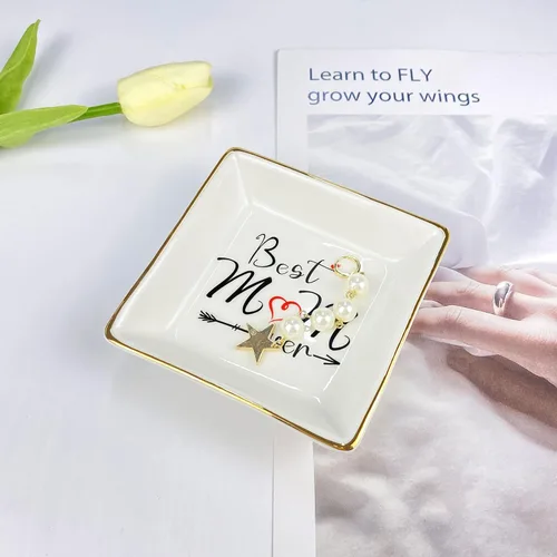 Miniatura 3 de Regalos de Navidad para mamá, regalo de cumpleaños de hija, plato de cerámica, bandeja decorativa para joyas, regalo de Acción de Gracias, Año