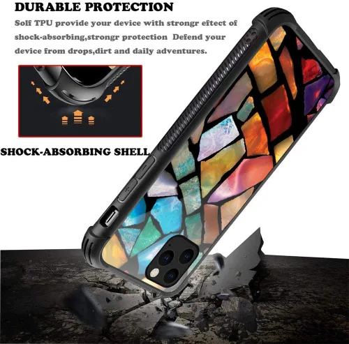 Miniatura 4 de ZHEGAILIAN Funda compatible con iPhone 11, fundas de cristal de color caballo de baile, parte trasera de vidrio templado+funda protectora
