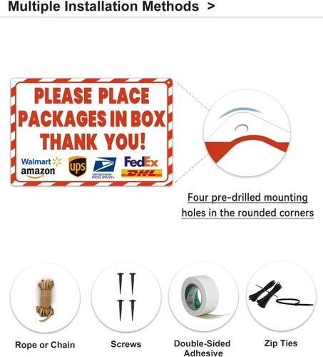 Miniatura 5 de ALKB Cartel de entrega de paquete de aluminio libre de óxido de 8 x 12 pulgadas para uso al aire libre – Please Place Paquetes en caja Thank You for