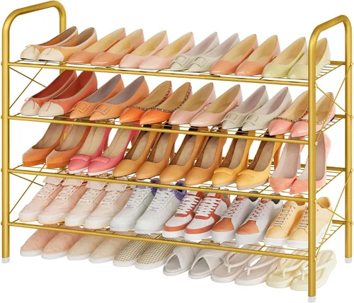 Miniatura 10 de Hoctieon Zapatero de 2 niveles para armario, zapatero de malla duradera, estante de zapatos de entrada, organizador de almacenamiento de zapatos