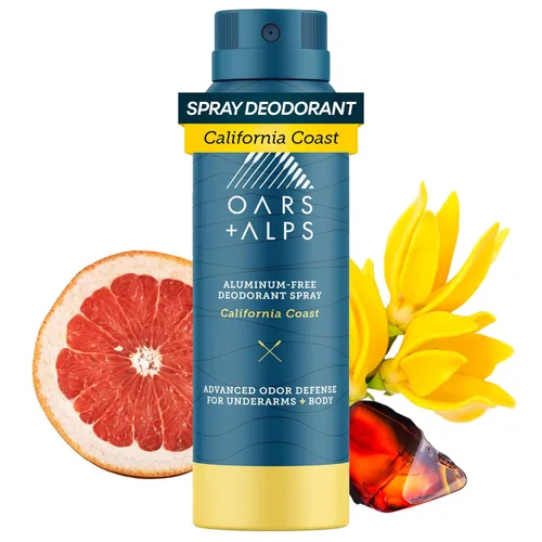 Oars + Alps Desodorante en aerosol de cuerpo completo para hombres y mujeres, desodorante sin aluminio, probado por dermatólogos, extra fuerte,