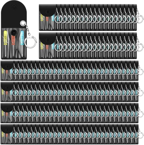 Miniatura 11 de Jutom Juego de 100 mini destornilladores y llaveros a granel, incluye 3 mini destornilladores en una bolsa portátil con broche a presión con gancho