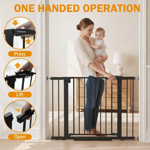 Miniatura 6 de Puerta de bebé para escaleras, puerta de perro con cierre automático de 29.7-43 pulgadas para puertas y pasillos, puerta para mascotas montada a