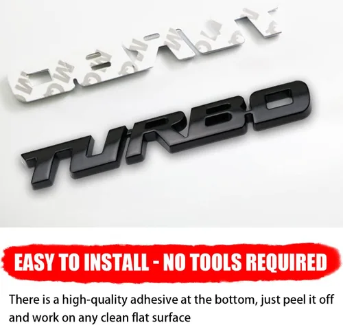 Miniatura 5 de AICEL Emblema de coche Turbo, 2 piezas 3D de metal Turbo insignia para el maletero de la carrocería lateral del auto, calcomanía decorativa