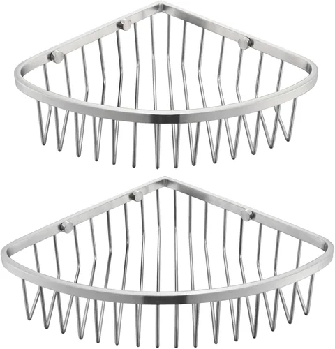 Cesta de esquina para ducha, estante de ducha de baño de acero inoxidable, organizador para almacenamiento de ducha, estante de esquina de pared
