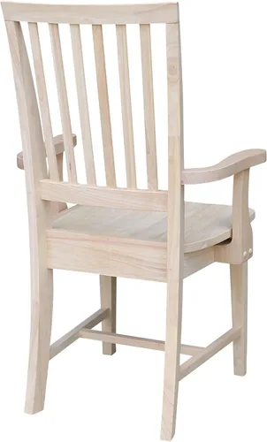 Miniatura 7 de International Concepts Mission - Silla auxiliar con brazos, madera de parawood maciza, sin terminar