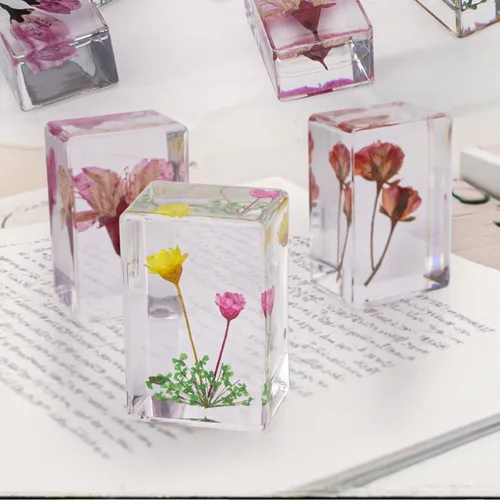 Miniatura 3 de 10 piezas de flor en resina espécimen prensado de flores pisapapeles en resina colección de muestras para escritorio, muestras de flores reales