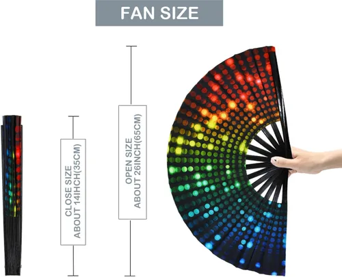 Miniatura 4 de Ventilador grande para rave, ventilador de mano plegable para baile de línea, grandes ventiladores plegables para aplaudir ventiladores