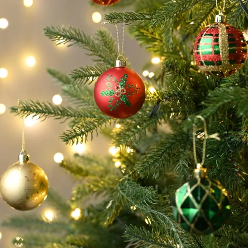 Miniatura 2 de Valery Madelyn Juego de adornos de Navidad, 30 unidades, 2.36 pulgadas, rojo, verde y dorado, inastillables, decoración de árbol de Navidad, adornos