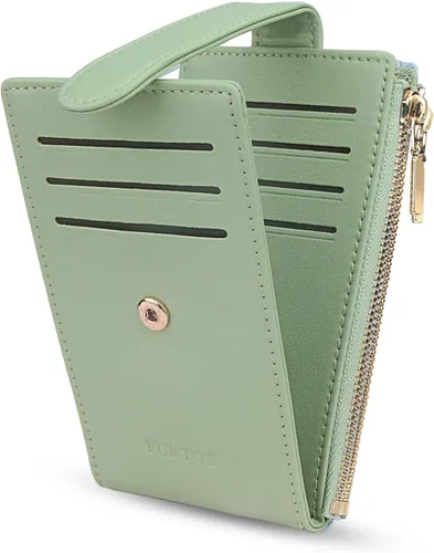 Miniatura 8 de FUNTOR - Carteras pequeñas para mujer, soporte delgado y plegable para tarjetas de crédito con bolsillo para monedas con cremallera, A: Negro