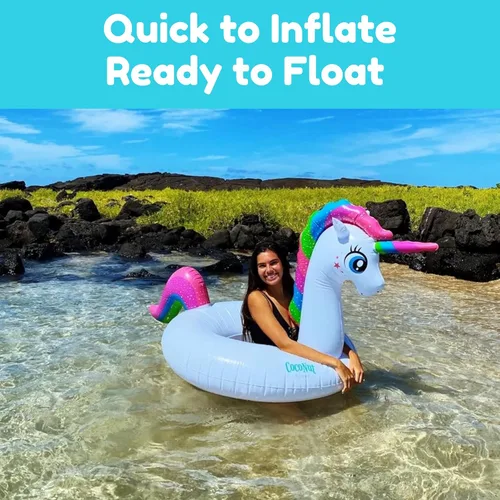 Miniatura 3 de Flotador mágico de coco para piscina de unicornio para exteriores, anillo inflable gigante para piscina, tubo de descanso duradero y juguete