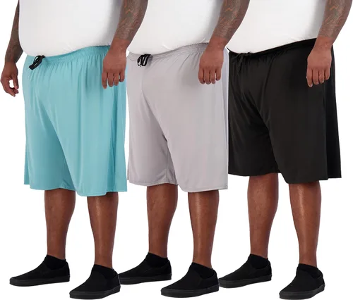 Real Essentials - Big & Tall - Pantalones cortos deportivos para hombre, con tecnología Dry-Fit y Mesh Active, paquete de 3 unidades (Tallas 3X-5X)