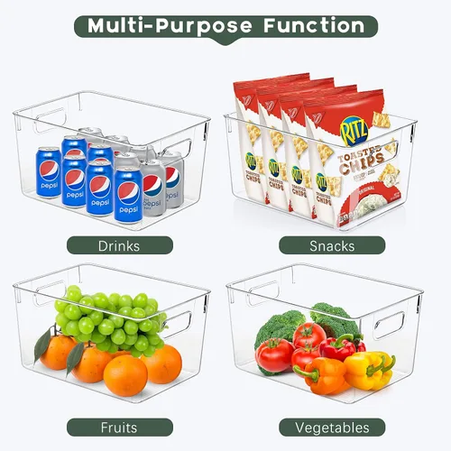Miniatura 3 de Paquete de 4 organizadores de cocina – Contenedores de almacenamiento de plástico transparente para refrigerador, despensa, gabinete, encimeras
