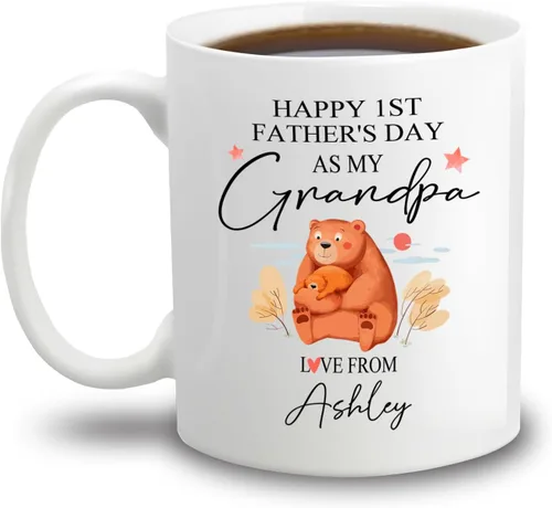 Miniatura 12 de Taza de café con texto en inglés "Best Grandpa Ever", regalo para el día del padre, taza de café personalizada para abuelo, tazas blancas de 11 Taza