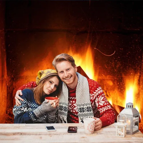 Miniatura 2 de Telón de fondo de leña ardiente de 5 x 3 pies, chimenea ardiente, fuego ardiente, bosques en llamas, fondo cálido, fotografía, invierno, camping