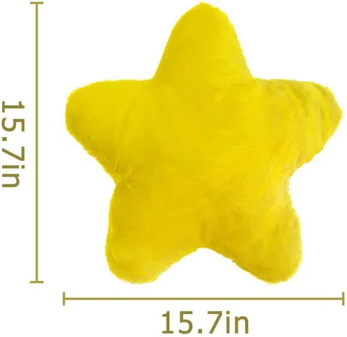 Miniatura 6 de Almohada de felpa en forma de estrella, bonita almohada 3D para dormitorio, sofá, silla, cojín decorativo estético (amarillo)