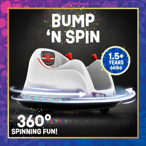 Miniatura 3 de Coche eléctrico FunPark de Flybar para montar, de 6 V, para niños de 1,5 a 4 años, luces LED, giro de 360°, soporta hasta 29,9 kg
