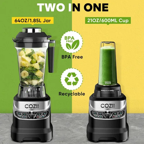 Miniatura 2 de Licuadora profesional de 2000 W, licuadoras de encimera de batido para cocina, 7 programas preestablecidos para trituración de hielo, bebidas