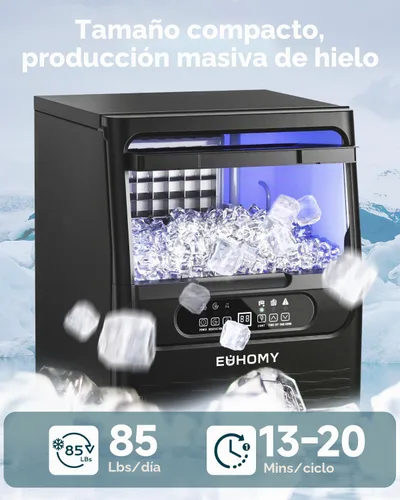 Miniatura 2 de EUHOMY Máquina comercial para hacer hielo, 85 libras/24 horas, 36 cubitos de hielo en 8-12 minutos, máquina de hielo debajo del mostrador con filtro