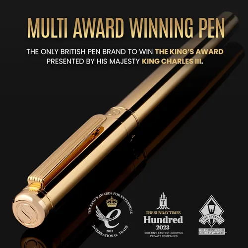 Miniatura 2 de Scriveiner – Bolígrafo roller dorado, baño de oro real, con repuesto de tinta Schmidt, elegante opción de regalo para hombres y mujeres, para 11. Oro