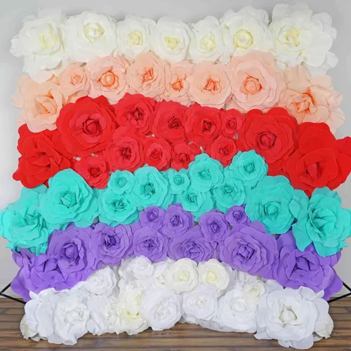 Miniatura 6 de Efavormart Enormes Rosas de Espuma 3D para Pasillo de Boda - Paquete de 2 de 20" Flores Artificiales Rojas de Sensación Real, Decoraciones de Fiesta