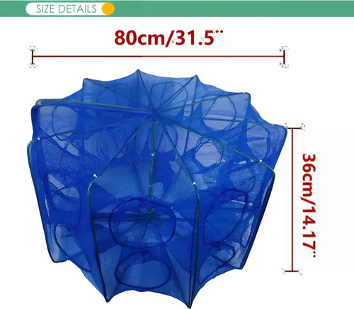 Miniatura 2 de Red de pesca plegable con trampa de cebo - Jaula de fundición a mano para atrapar peces cangrejo camarón cangrejo cangrejo
