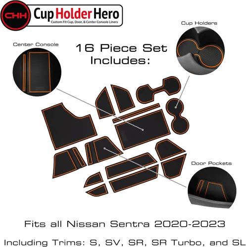 Miniatura 3 de Nissan Sentra 2020-2021 - Kit de revestimientos para portavasos naranja (Orange Trim)