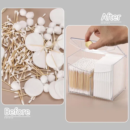 Miniatura 3 de Tbestmax Dispensador Portahisopo de 2 Secciones, Organizador Transparente de Baño de 2 Rejillas, Contenedor de Almacenamiento de Cosméticos