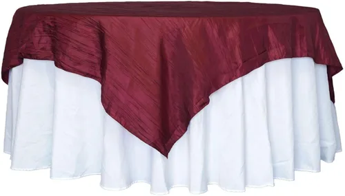 Miniatura 18 de Efavormart - Mantel cuadrado de tafetán arrugado de acordeón beige de 72 x 72 pulgadas